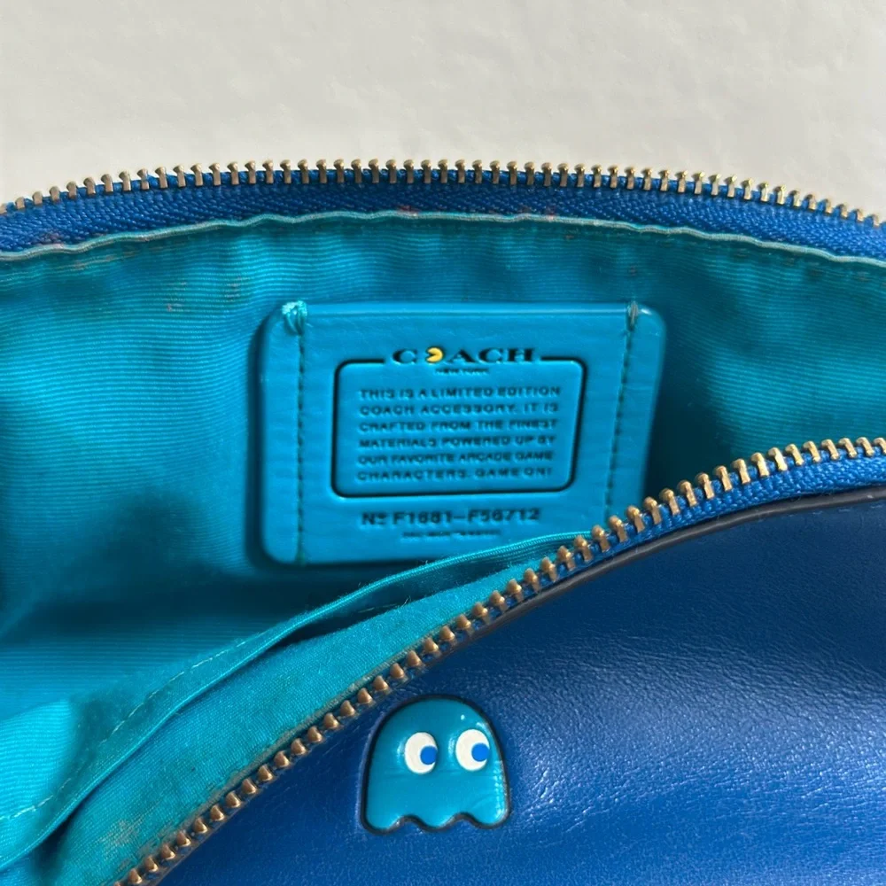 Coach Blue Leather Pouch with Ghost Detail - Picture 7 of 10